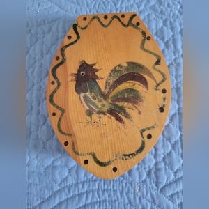 Vintage rare Woodpecker Woodware hamburger press...EUC rooster design